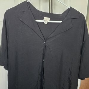 a new day Black Button-Up Top